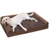 KSIIA Extra Large Dog Bed, XL Orthopedic Dog Sofa Beds with Removable Washable Cover, Waterproof Dog Bed, Pet Sofa Bed with U-Shape Bolster, Brown 111x81x18cm