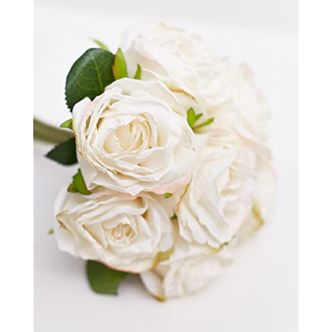 The Baked Studio – 'Dried Touch 7-Piece Rose Stem Bouquet' Artificial Dried Flowers For Cake Decorating, Home Décor, Vases, Weddings, Bridesmaid Bouquets and Crafts (Ivory)