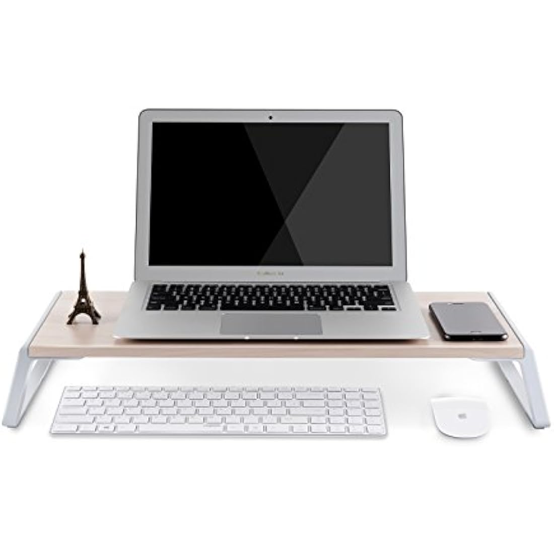 ThingyClub Monitor Stand Riser with Metal Feet for Computer Laptop iMac TV LCD Display Printer, Computer Monitor Riser with Desk Tabletop Organizer 20x9.45inch Sturdy Platform Save Space (White Birch)