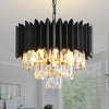 Modern Crystal Chandeliers 3-Tier K9 Round Crystal Chandeliers Light Fixture Small Black Ceiling Light Fixture for Dining Room Living Room Bedroom Entryway ，E14*5Light