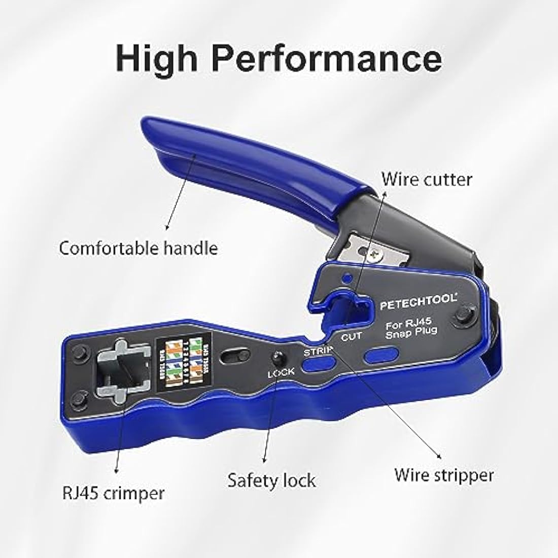 RJ45 Crimp Tool Pass Through Ethernet Crimper for Cat6 Cat5e Cat6a Connectors All-in-One Cat6 Crimping Tool Kit