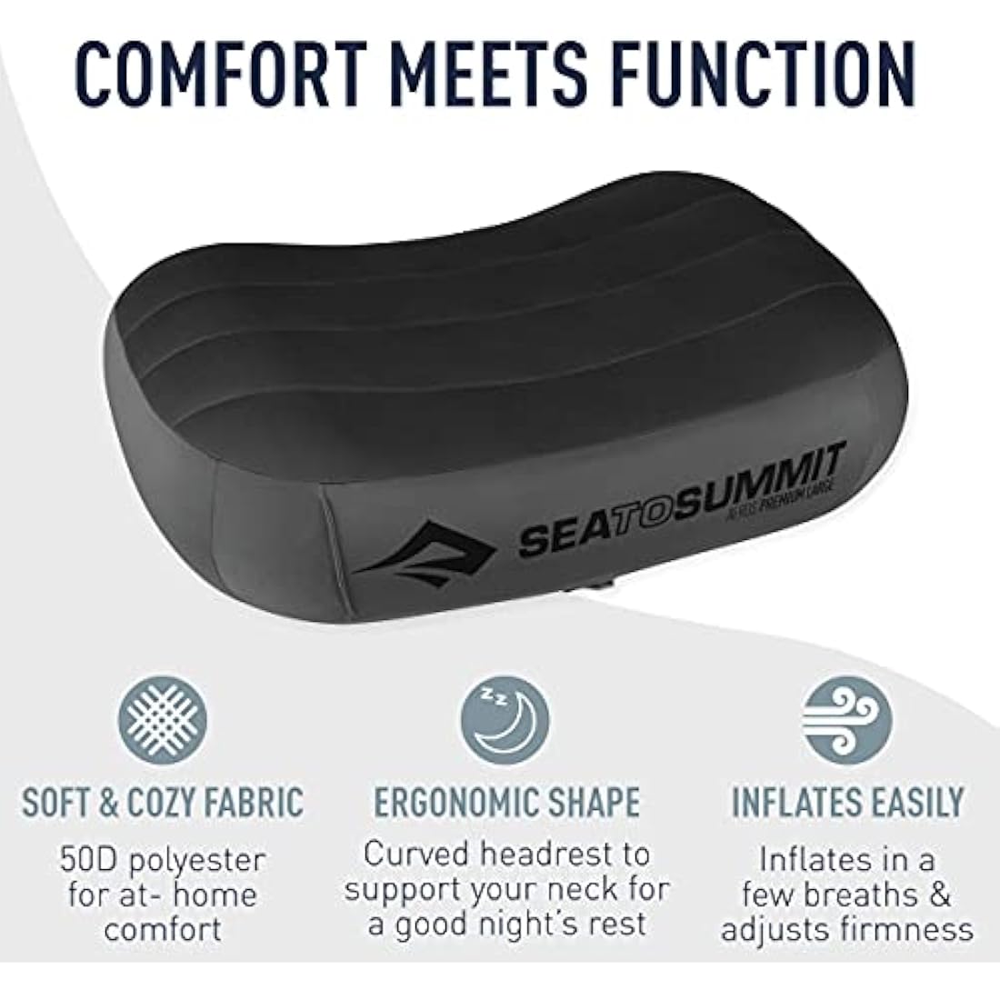 Sea to Summit - Aeros Premium Pillow L - Inflatable Travel Pillow - Soft & Comfy Brushed 50D Polyester - Lock System - Ultra-Sil Stuff Sack - For Backpacking - 42 x 30 x 13cm - Lime Gree - 114g