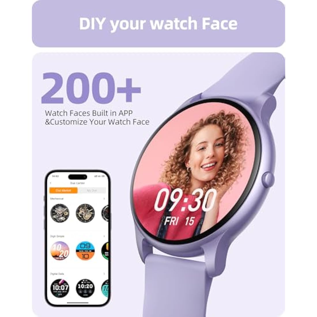 Parsonver Smart Watch(Answer/Make Call), Fitness Watch for Women Men, Smartwatch 100+ Sport Modes IP68 Waterproof, Heart Rate Sleep Monitor, Fitness Tracker for Android iOS, Purple