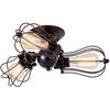 Vintage Adjustable Socket Industrial Ceiling Light Metal Cage Lamp Semi Flush Mount Metal Cage Lamp Rustic Metal Ceiling Light (No Bulb) (with 3 Bulbs) (Rust)