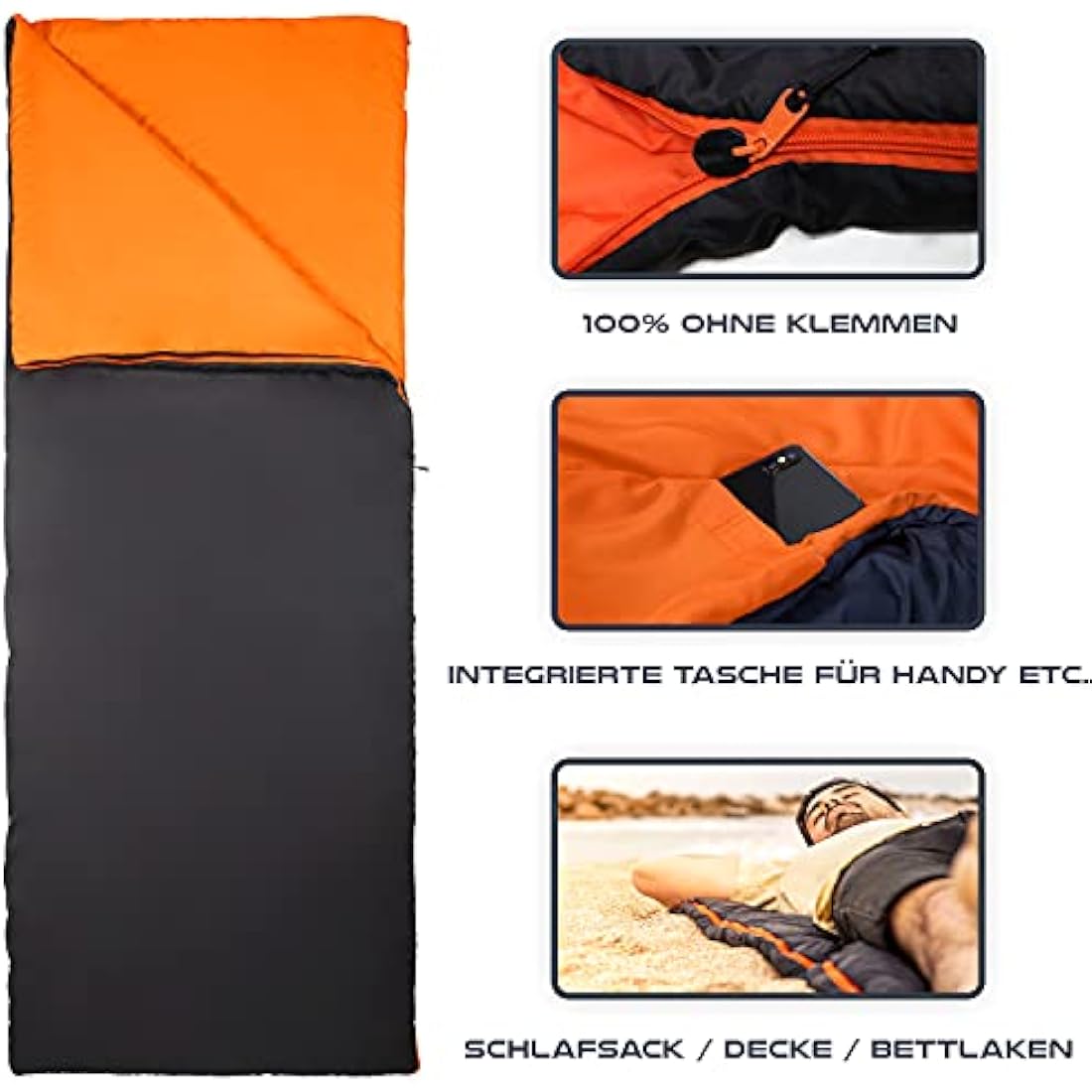 MOUNTREX® Sleeping Bag - Small Pack Size & Ultralight (700 g) Summer Blanket Sleeping Bag - Outdoor Summer Sleeping Bag - Camping, Travel, Festival - Linkable
