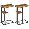YMYNY C-Shaped End Table Set of 2, Side Table for Sofa and Bed, Coffee Table for Small Spaces, Living Room, Bedroom, Industrial Small Table with Storage Shelf and Metal Frame, Rustic Brown, HST004H-2