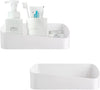 SUNFICON Adhesive Shower Caddy Basket 2 Pack Bathroom Shelf Organiser Wall Mounted Spices Storage Rack No Drilling Shower Shelf Bath Essentials