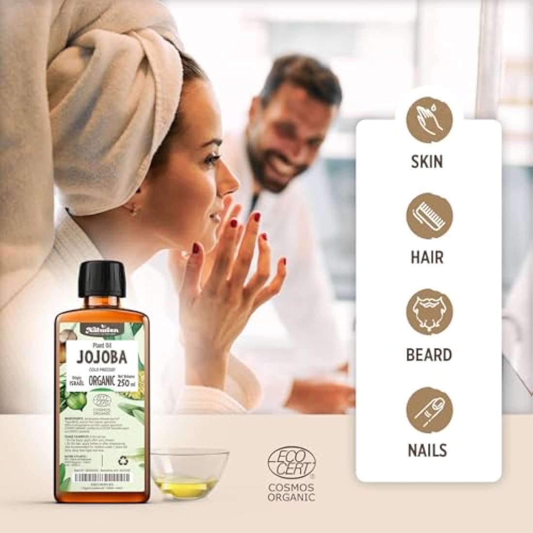 Organic Jojoba oil 900 ml - Pure & Natural - Cold Pressed