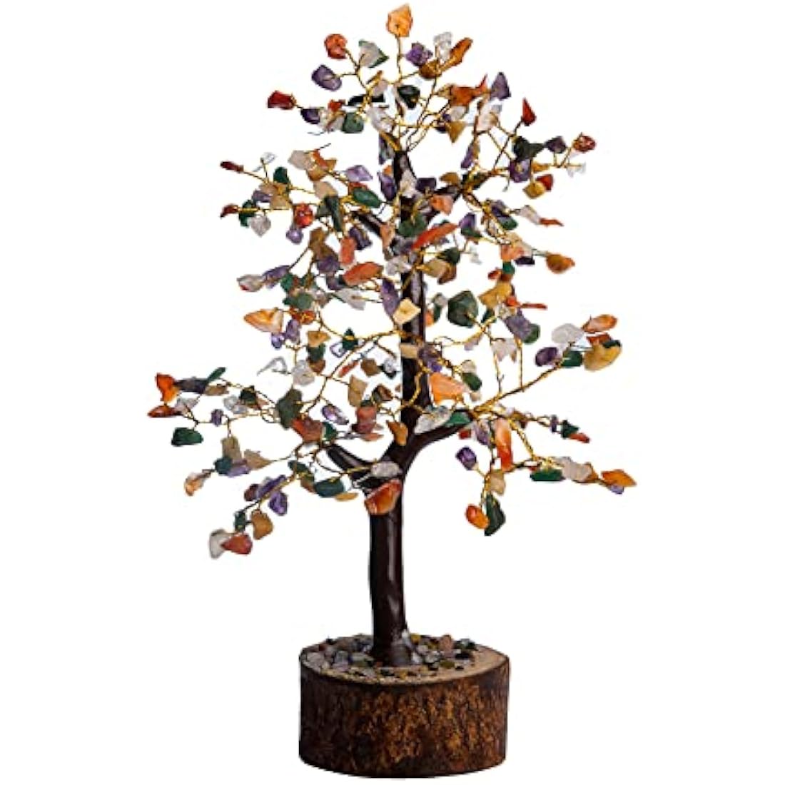 Wonder Care WC Multi Crystal Tree for Positive Energy Home Decorations and Healing Crystal Tree with M-Seal & Golden Wire | Money Tree | Crystal Decor | Multi Crystal | Feng Shui Decor (300 Beads)