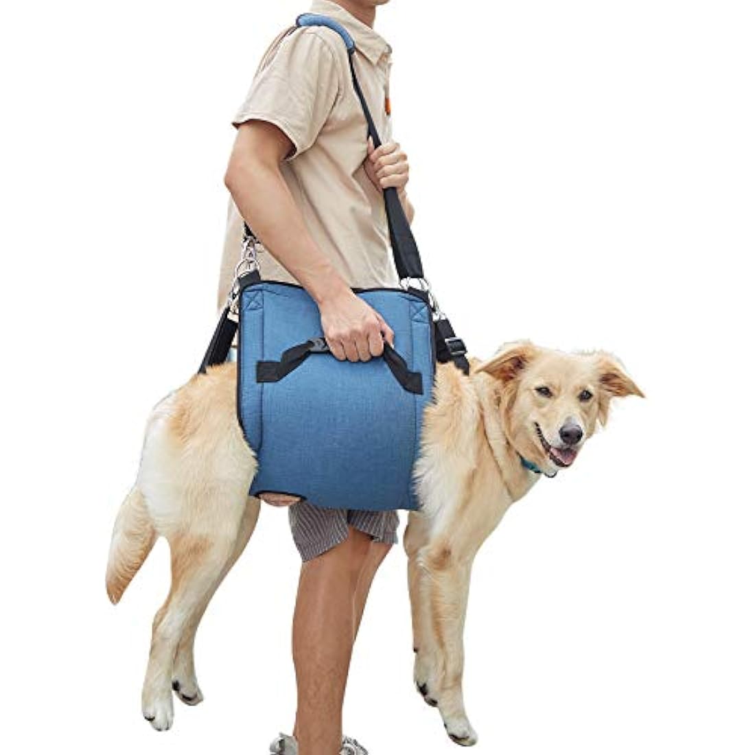 COODEO Dog Carry Sling, Emergency Backpack Pet Legs Support & Rehabilitation Dog Lift Harness for Nail Trimming, Dog Carrier for Senior Dogs Joint Injuries, Arthritis, Up and Down Stairs (XL, Blue)