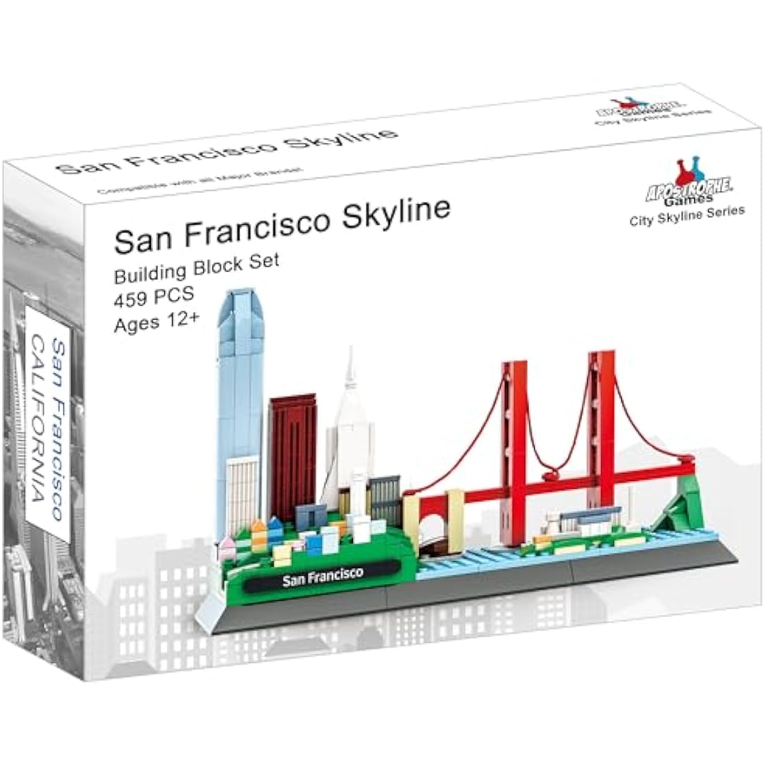 APOSTROPHE Games San Francisco Skyline Building Block Set (459 Pieces) Features Golden Gate Bridge and More - Architecture Model for Kids and Adults