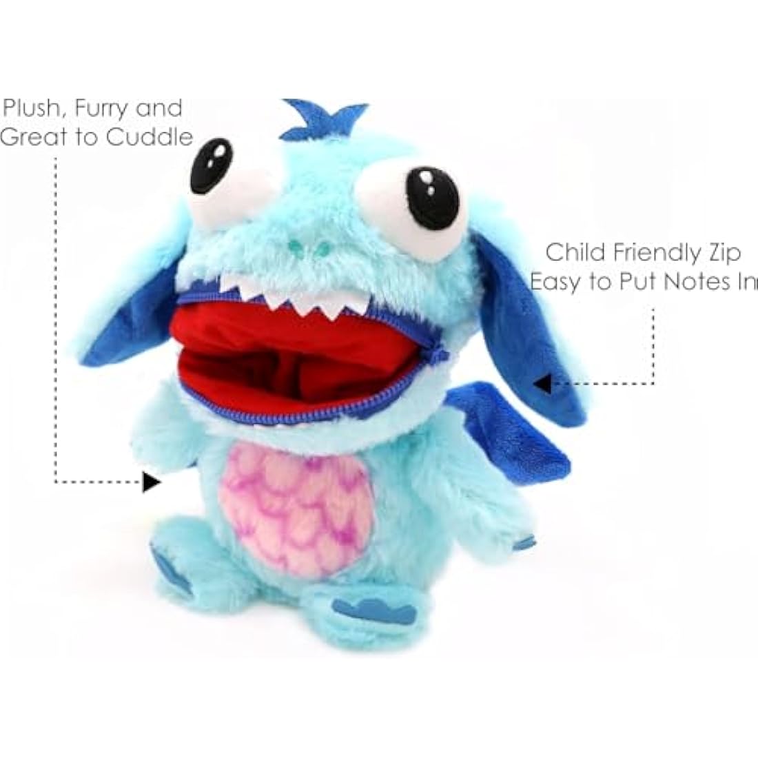 Worry Yummy Monster Children's Soft Toy - 28cm (11") Soft Cuddly Toy For Kids - Boys & Girls Anxiety, Stress & Fear Reducing Sleep Companion - Blue 'Marvin'