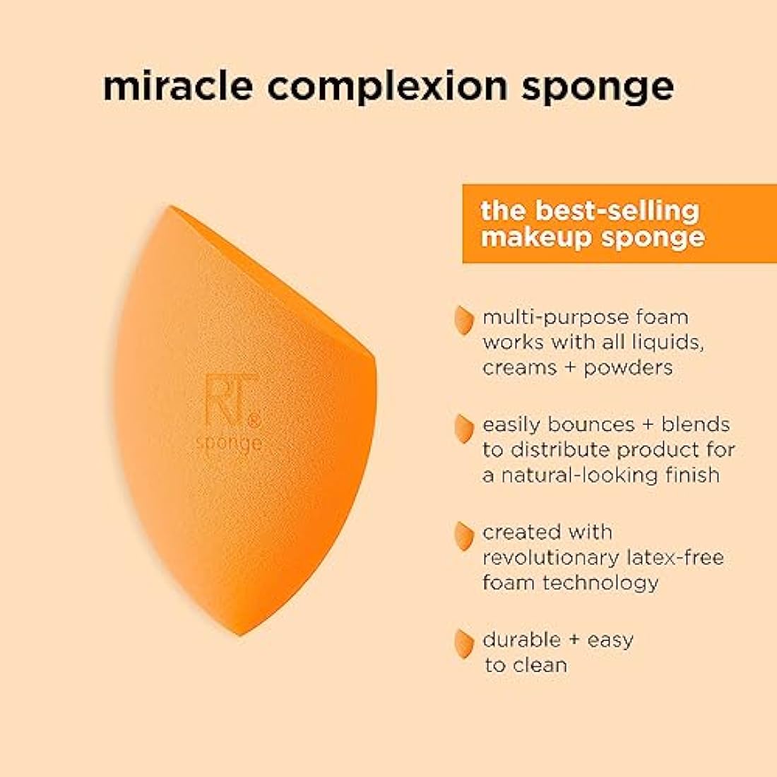 Real Techniques Miracle Complexion Sponge + Concealer Sponge Duo, Makeup Blending Sponges For Foundation & Concealer, Offers Light To Medium Coverage, Natural, Dewy Makeup, Latex-Free Foam 2 Count