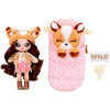 Surprise Camping Series - MYRA WOODS - Deer Inspired Soft Plush Fashion Doll with Brown Hair & Cosy Animal Sleeping Bag - Includes Outfit, Pillow, & Brush - Collectable - For Kids Ages 5+, 28 CM