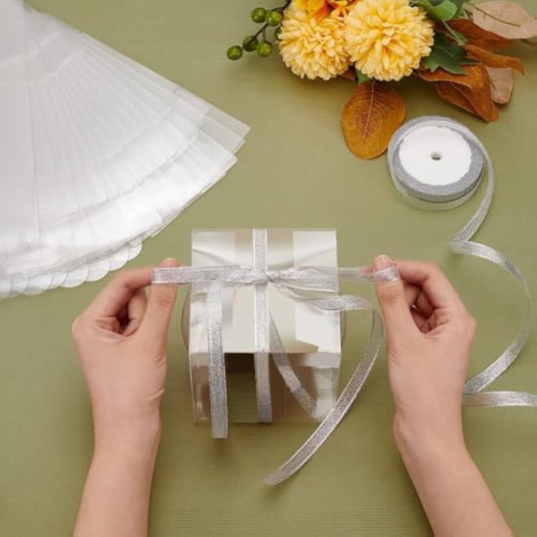 BENECREAT 20PCS Large Clear Wedding Favour Boxes, 10x10x10cm Square PVC Transparent Gift Boxes for Candy Chocolate Birthday Party Gift Wrapping