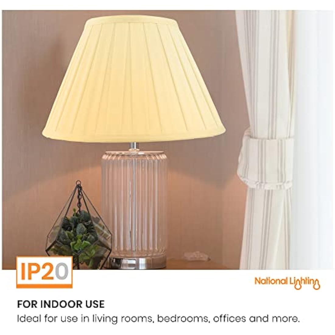 National Lighting Decorative Tapered Table/Floor Lampshade - 18-Inch Empire Drum Lamp Light Shade in Cream Fabric - 40W E14/B22 Candle Incandescent or LED (Not Included)