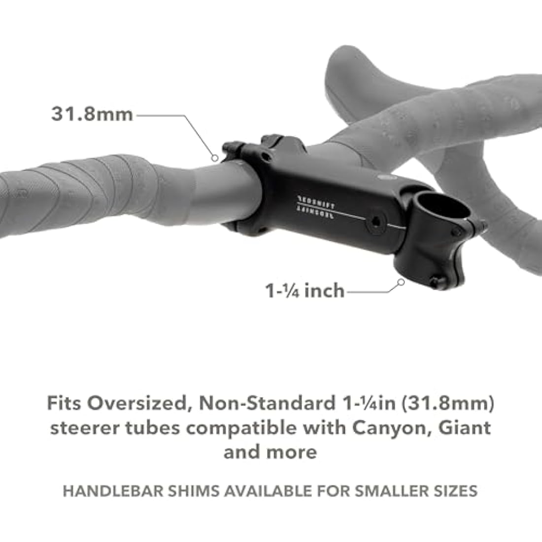 REDSHIFT ShockStop Suspension Stem for Oversized, Non-Standard 1-1/4 in (31.8 mm) Steerer Tubes, Shock-Absorbing Bike Handlebar Stem for Road, Gravel, Hybrid and E-Bikes