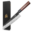 MITSUMOTO SAKARI Japanese Kiritsuke Chef Knife, High Carbon Stainless Steel Kitchen Knife, 9 inch Professional Hand Forged Meat Sushi Knife (Rosewood