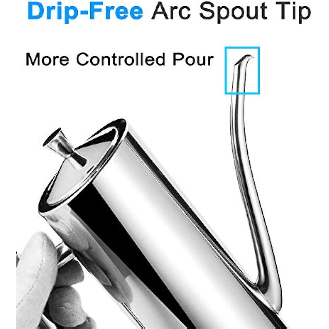 Lanhope Oil Dispenser Bottle 700ml Stainless Steel with Handle Olive Oil Pourer Stopper Pot Soy Sauce Vinegar Cruet Drizzler Non Drip Spout Heat-Resistant for Cooking Kitchen Restaurant BBQ