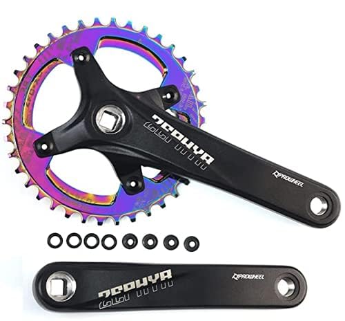 splumzer?UK STOCK Road Bike Crank, Mountain Bike 170mm Square Crankset with 104 BCD 32/34/36/38T Chainring, Aluminum Alloy MTB Crank Narrow Wide CNC