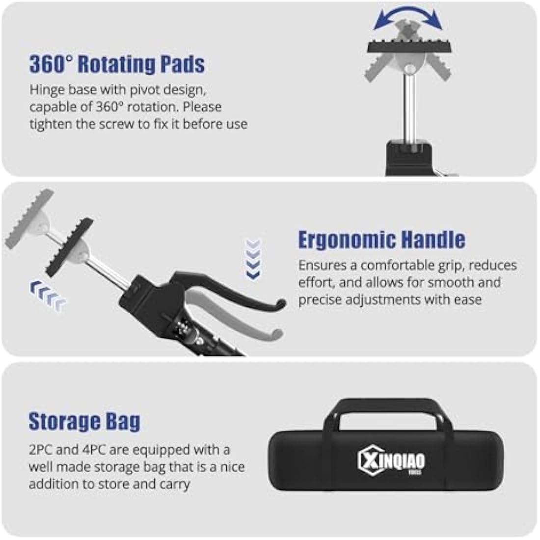 XINQIAO Third Hand Tool Support System, Premium Steel Support Rod with 154 LBS Capacity for Cabinet Jack, Drywall Jack& Cargo Bars, 23.6 IN to 45.3 IN Long, Blue, 2 PC