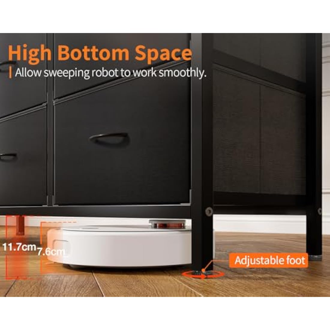 ODK Chest of Drawers Bedroom with 6 Drawers, Fabric Storage Drawers with 2 USB and 2 Sockets, Dresser Suitable for Bedrooms, Living Rooms, Sturdy Storage Dresser with Shelves, Retro Color