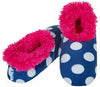 Snoozies Fleece Slippers Polka Dots: Navy Blue: Small (Size 3-4) by Snoozies