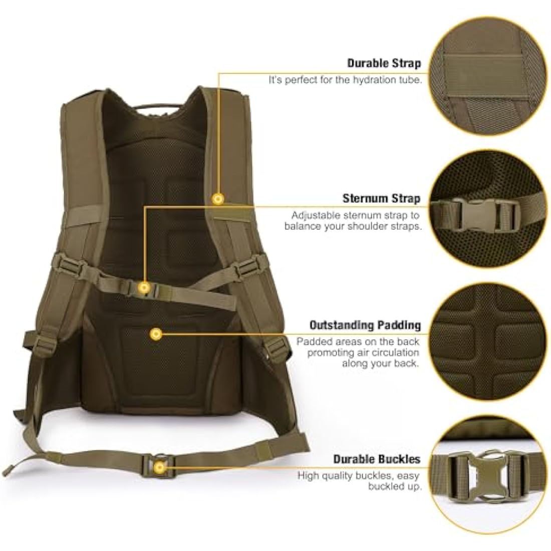 Mardingtop 35L Military Tactical Backpack Practical Rucksack for Men Outdoor Hiking Backpack Patrol MOLLE Army Backpack for Hiking, Camping, Traveling