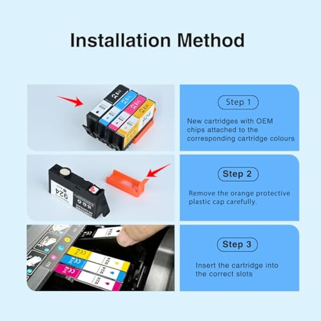 starink 924 Ink Cartridges Replacement for HP 924 for HP OfficeJet Pro 8120e OfficeJet Pro8122e 8124e 8125e 8132e 8134e 8135e 8130e 8138e 8139e All-in-One(No Chip, Black Cyan Yellow Magenta)