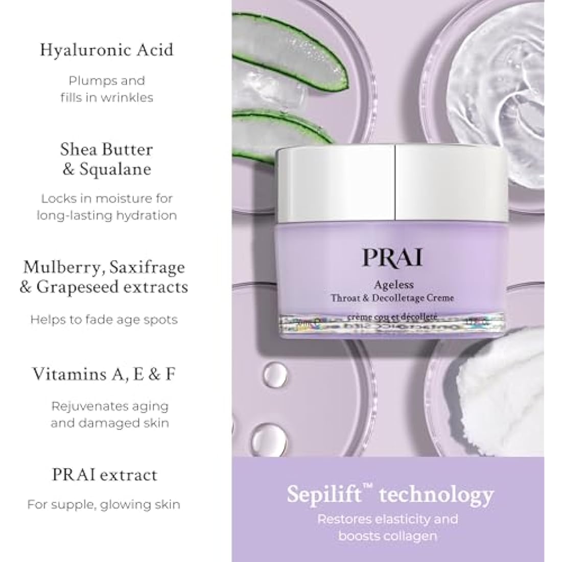 PRAI Ageless Throat & Decolletage Creme 200ml - Anti-Ageing, Collagen Boosting Skincare Cream - Tightens & Firms Skin, Reduces Wrinkles - Luxury Neck Moisturiser With Hyaluronic Acid - 7 Day Results