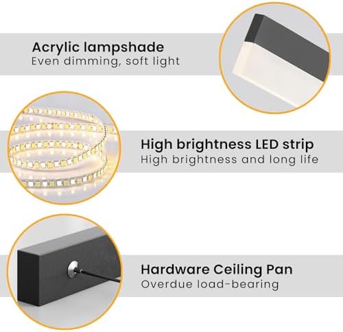 Mikeru 150CM Pool Table Lights, LED Linear Pendant Light 10% to 100% Dimmable Height Adjustable Chandelier with Memory Function 3000K/4500K/6000K Minimalist Island Light for Office, Living Room