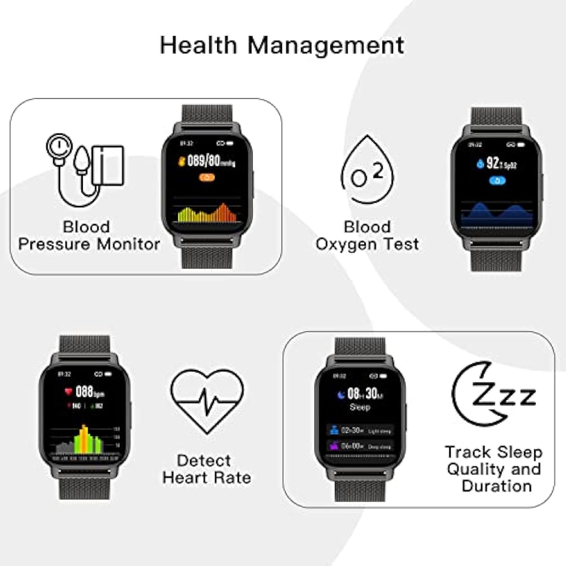 Popglory Smart Watch for Women Men Answer/Make Calls, 1.85" Smartwatch 44mm 2 Straps & Split Screen, 100+ Sports Fitness Watch with Blood Pressure/Oxygen/Heart Rate Monitor for iOS and Android