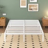 Lutown-Teen White Double Bed Frame 30.5 cm High with Rounded Corner Legs, 4ft 6 Heavy Duty Metal Bed Frame Double 4ft6 with Steel Slats Support, Storage Space Underneath, Easy Assembly