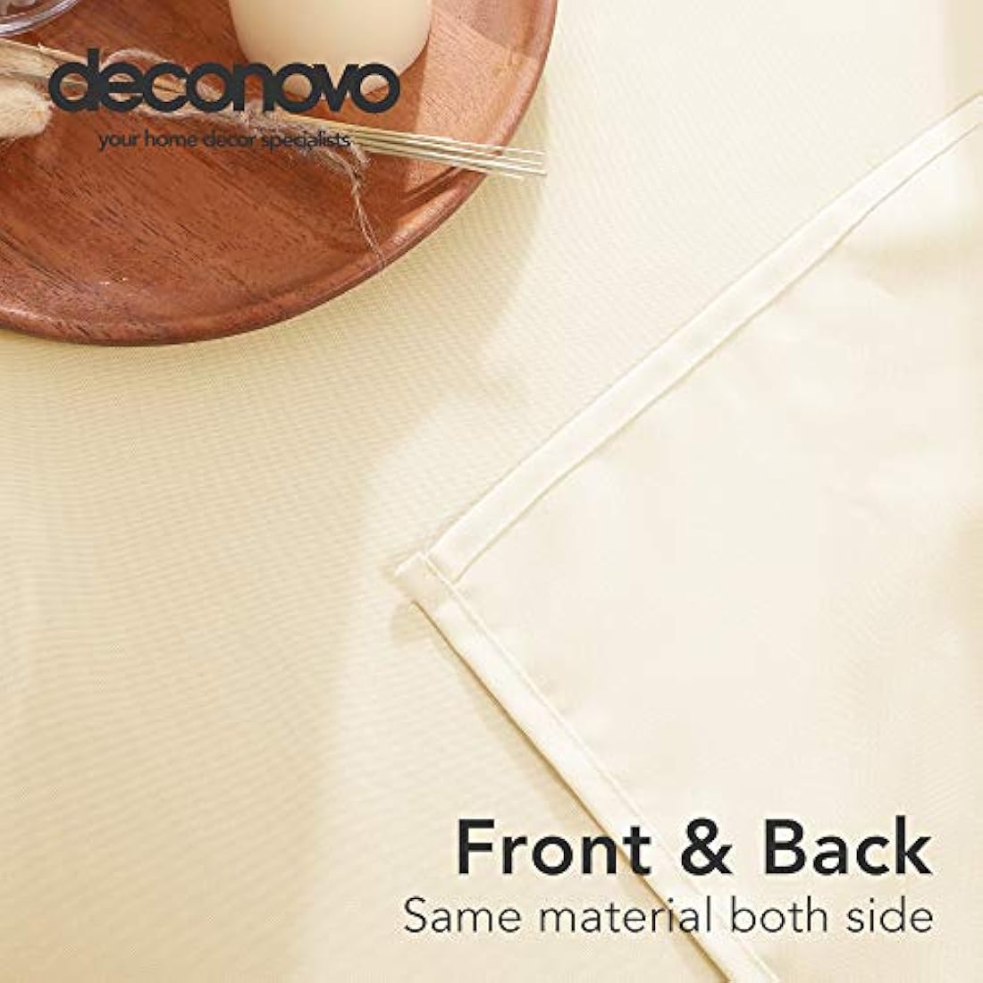 Deconovo Home Decorative Oxford Wipeable Tablecloth Rectangle Water Resistant Tablecloth for Chipboard Table 130x220cm(51x87in) Beige