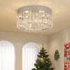 VETRULUS Crystal Chandeliers for Living Room Flush Mount Crystal Ceiling Light Fixtures 40CM Modern LED Chandelier for Dining Room Kitchen Foyer Chrome Silver
