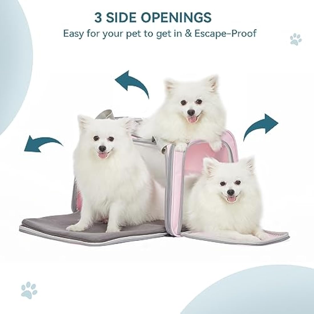 Petsfit Large Cat Carrier Up to 12KG, Pet Carrier with Extendable Fleece Mat,Small Dog Travel Bag Carrier with Safety Leash for Puppy for Car Use, Pink Cat Carrier