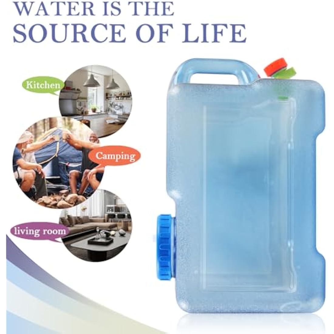 TIHOOK Water Container with Tap, Portable Camping Water Container, BPA-Free Drink Water Carrier, Easy Clean Water Tank, for Home, Camping Outdoor, Party, Van, RV, School, Emergency
