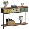 VEDECASA Console Table for Hallway Slim Console Table with 3 Drawers for Entryway with Storage Shelves for Small Spaces Living Room Metal Frame Wooden Top Easy Assembly Rustic Brown