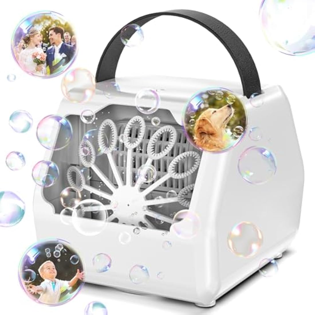 Bubble Machine, Bubble Machine for Kids 16000+ Bubbles/Min with 2 Speeds Portable Bubble Maker, Electric Bubble Blower for Kids Parties, Birthday, Wedding Scene, Camping, Powered by USB or Batteries