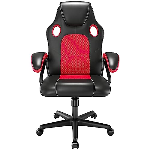 Play haha.Gaming chair Office Swivel chair Computer Work chair Desk chair Ergonomic Racing chair Leather PC gaming chair (Red)