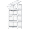 TidyTrove Storage Boxes with Lid - 23L*4 Plastic Storage Box with Front Door, 4 Tier Stackable Boxes, Plastic Drawers, Large Storage Box with Lid for Kitchen Storage & Organisation