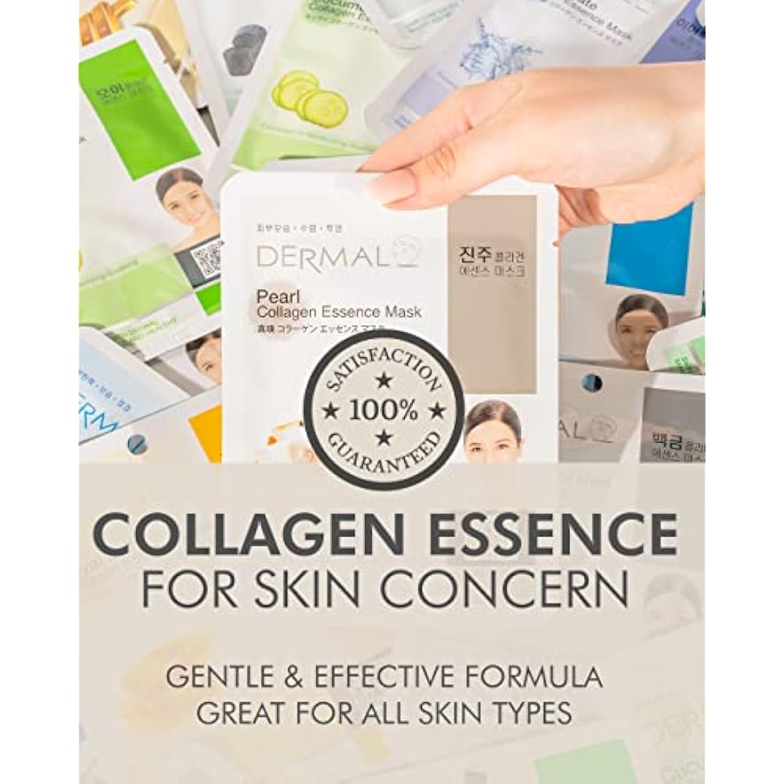 DERMAL 39 Combo Pack Collagen Essence Full Face Facial Mask Sheet - The Ultimate Supreme Collection for Every Skin Condition Day to Day Skin Concerns. Nature made Freshly packed Korean Face Mask