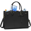 RAINSMORE Laptop Bags for Women PU Leather Work Bags for Women Tote Bag Large Handbag Shoulder Bag for Office Bussiness 15.6 Inch Black