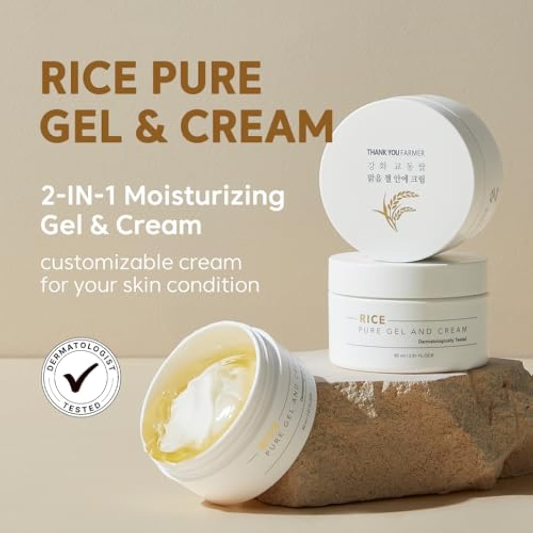 THANKYOU FARMER Rice Pure Gel and Cream | Korean Rice Extracts 100,000ppm | 2.81 Fl Oz (80ml)