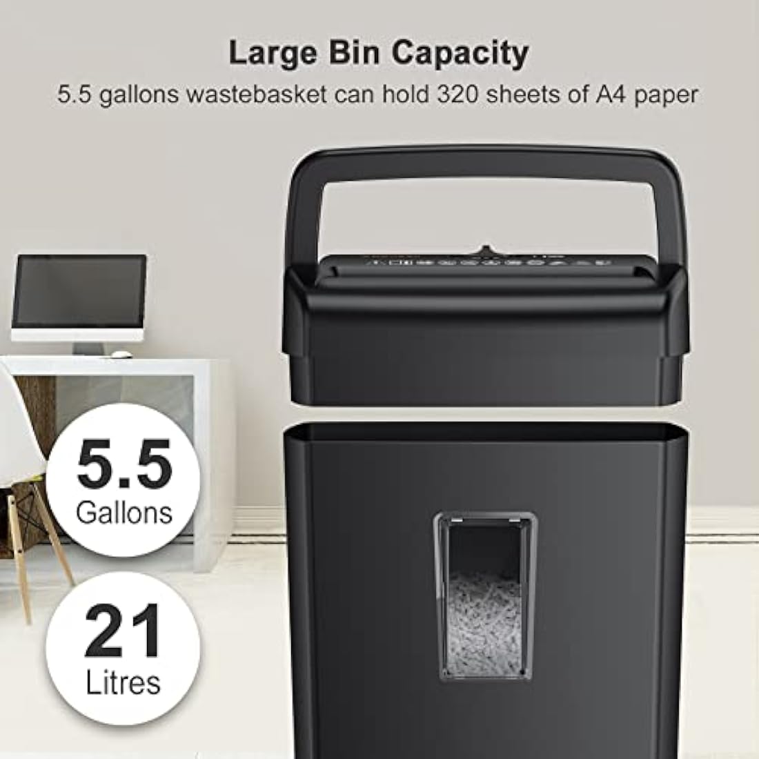 Bonsaii 10-Sheet Home Shredder, Cross-Cut Paper Shredder, Shreds Credit Cards/Staples/Clips, Small Office Shredder Machine with 21L Wastebasket & Transparent Window, Black (C209-D Upgrade Version)