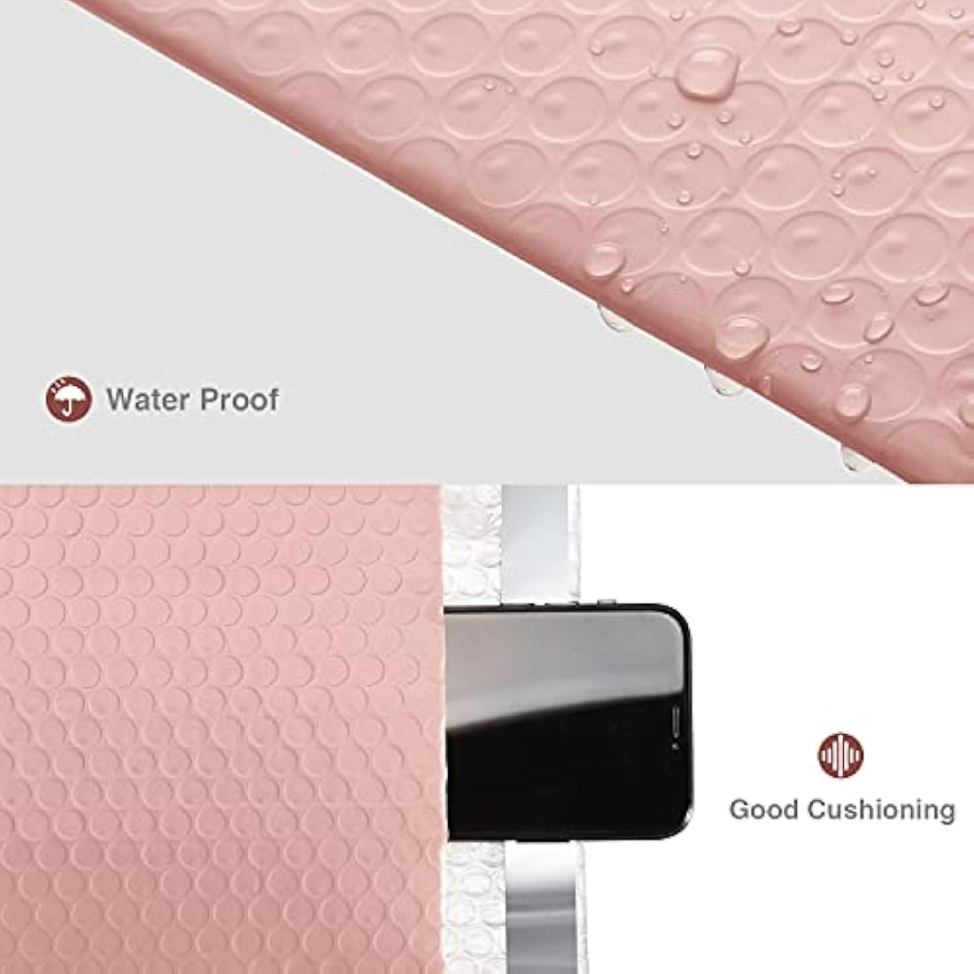 Switory 50Pcs Poly Bubble Mailers, 10.2x17.7cm Padded Envelopes Bubble Lined Wrap Polymailer Bags for Shipping Packaging Mailing Self Seal, Pale Pink (Outside Size: 10.2x22.3cm)