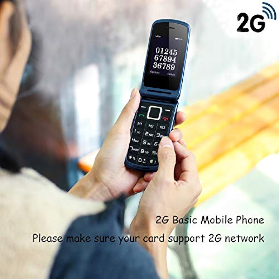 uleway Big Button Mobile Phone for Elderly Unlocked Flip Senior Mobil Phone Pay As You Go Flip Phone Basic Phone with SOS Emergency Button Speed Dail Torch FM Radio Easy to Use for Senior (2G-Blue)