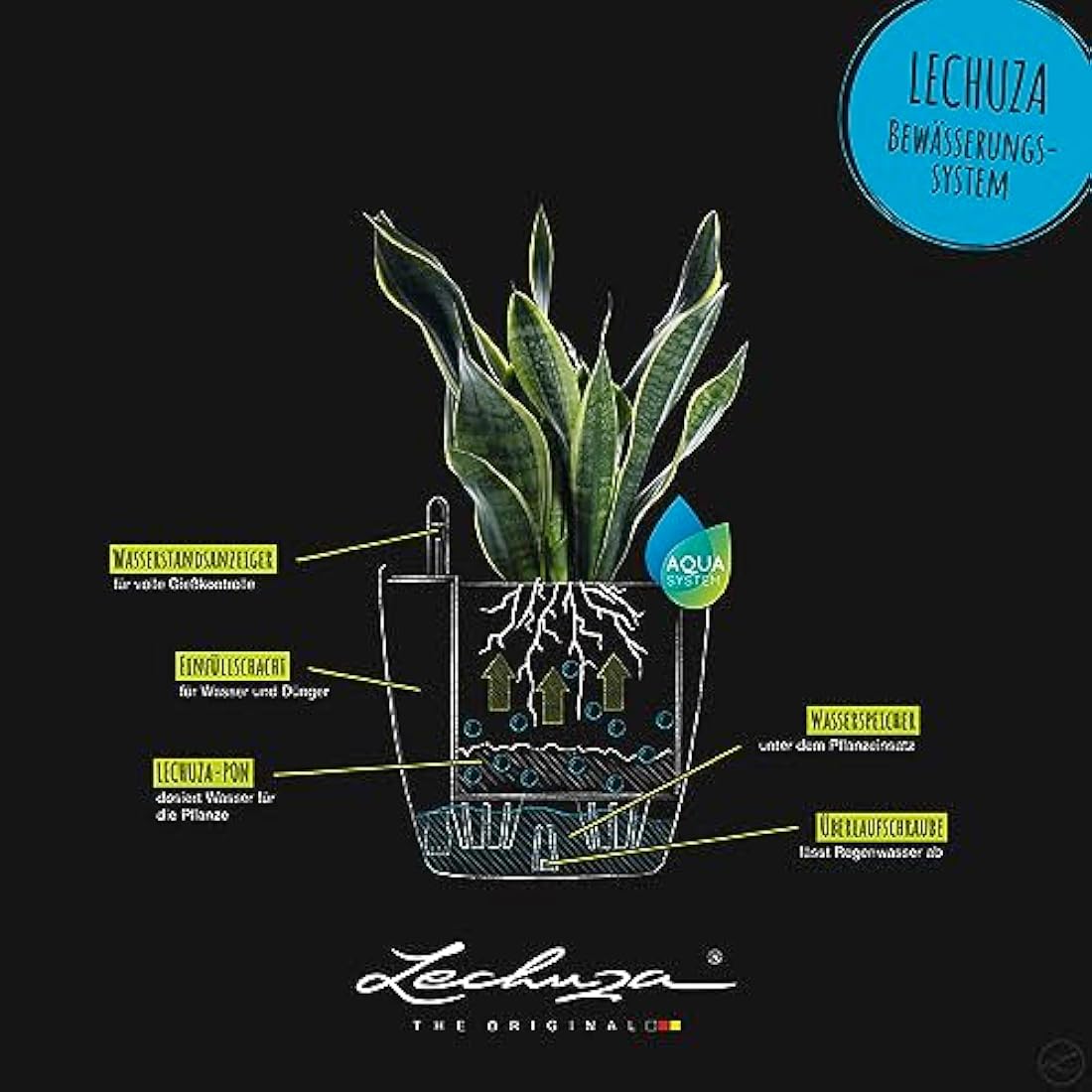 Lechuza CLASSICO Color 60 Self Watering Planter Large Garden Plastic Indoor and Outdoor Flower Plant Pot with Drainage Hole D60 H55.5 cm White