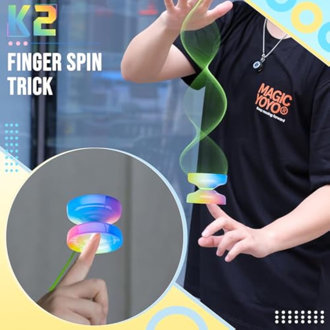 SHUNGRU Yoyo K2 Blue Pink Yellow, Responsive Yo yo for Kids Beginners, Dual Purpose YoYo with Unresponsive Yo yo Bearing + 12 Yoyo Strings + Case Bag + Bearing Remover Tool