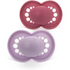 MAM Original Soothers | 18-36 Months | Pack of 2 | Comes in Dummy Steriliser Box | Sustainable Materials | Baby Accessories | Pink (Various Designs)